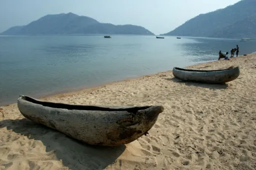 Malawisee Foto mit Boot